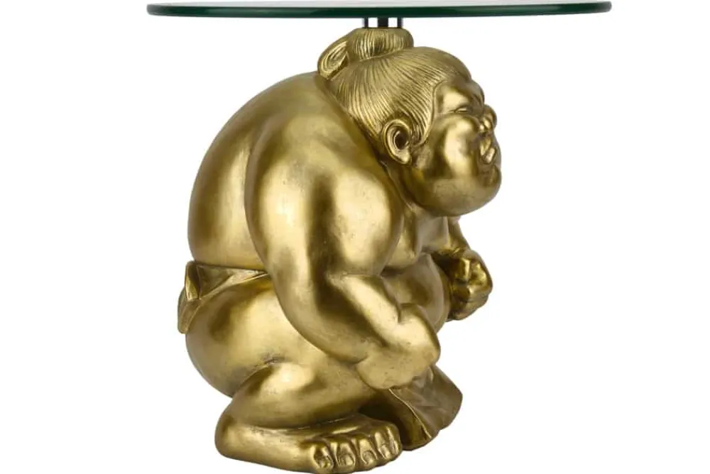 Riess-Ambiente Beistelltische|Goldene Möbel > Runder Beistelltisch SUMO 30cm gold Skulptur handmade