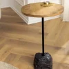 Riess-Ambiente Beistelltische|Mehr... > Runder Beistelltisch TRAYFUL 55cm natur Mangoholz Massivholz Marmorfuß Metall schwarz