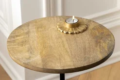Riess-Ambiente Beistelltische|Mehr... > Runder Beistelltisch TRAYFUL 55cm natur Mangoholz Massivholz Marmorfuß Metall schwarz