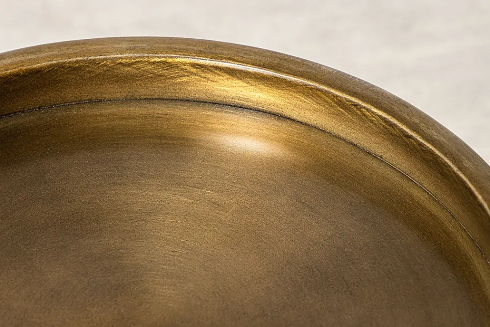 Riess-Ambiente Beistelltische|Goldene Möbel > Runder Beistelltisch TRAYFUL 60cm messing antik Eisen grün Marmorfuß handmade