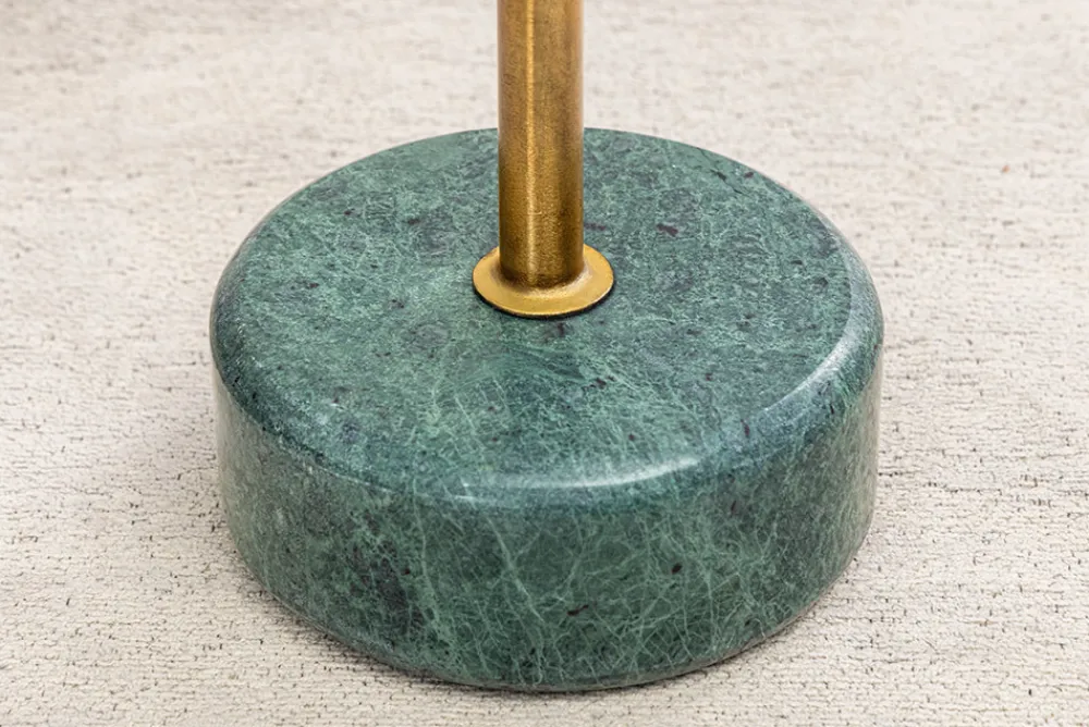 Riess-Ambiente Beistelltische|Goldene Möbel > Runder Beistelltisch TRAYFUL 60cm messing antik Eisen grün Marmorfuß handmade