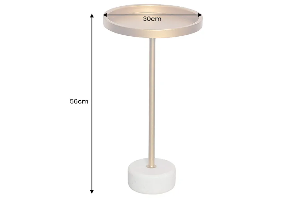 Riess-Ambiente Beistelltische|Goldene Möbel > Runder Beistelltisch TRAYFUL 60cm gold Eisen weiß Marmorfuß handmade