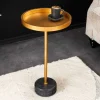 Riess-Ambiente Beistelltische|Goldene Möbel > Runder Beistelltisch TRAYFUL 60cm gold Eisen schwarzer Marmorfuß handmade