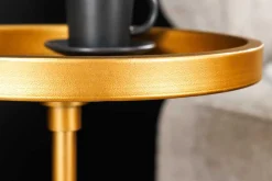 Riess-Ambiente Beistelltische|Goldene Möbel > Runder Beistelltisch TRAYFUL 60cm gold Eisen schwarzer Marmorfuß handmade