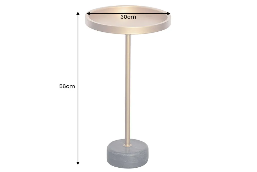 Riess-Ambiente Beistelltische|Goldene Möbel > Runder Beistelltisch TRAYFUL 60cm gold Eisen schwarzer Marmorfuß handmade