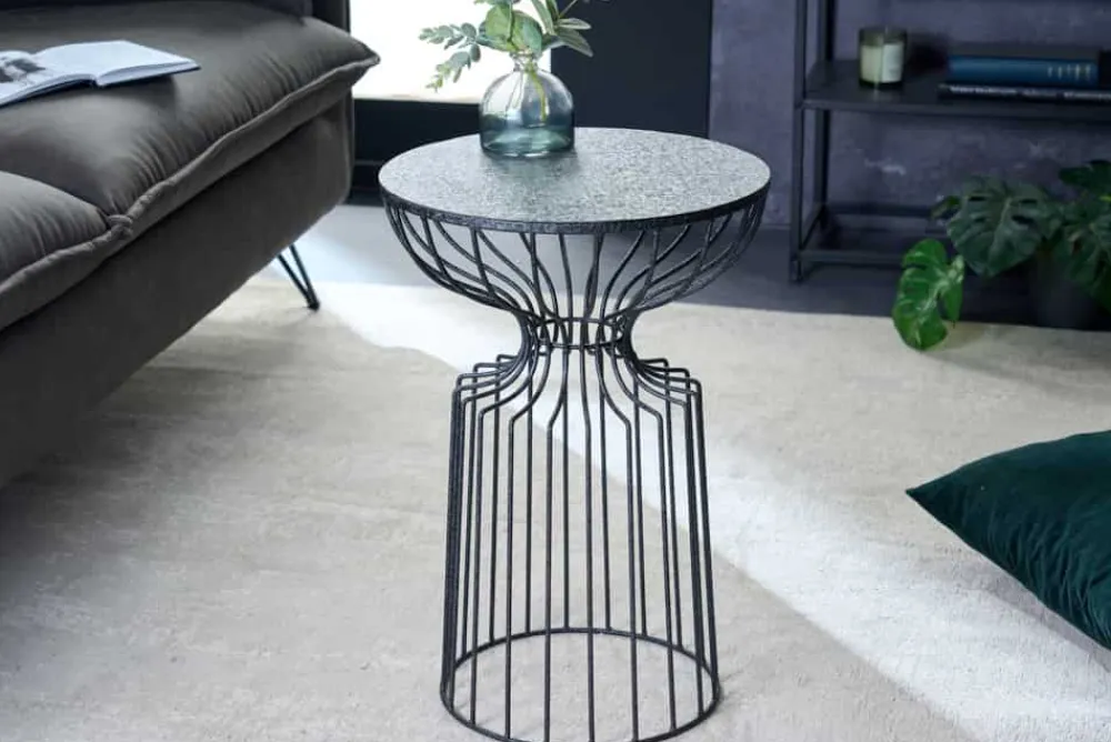 Riess-Ambiente Beistelltische|Industrial Loft > Runder Beistelltisch VARIATION 55cm schwarz Eisen Metallgestell handmade
