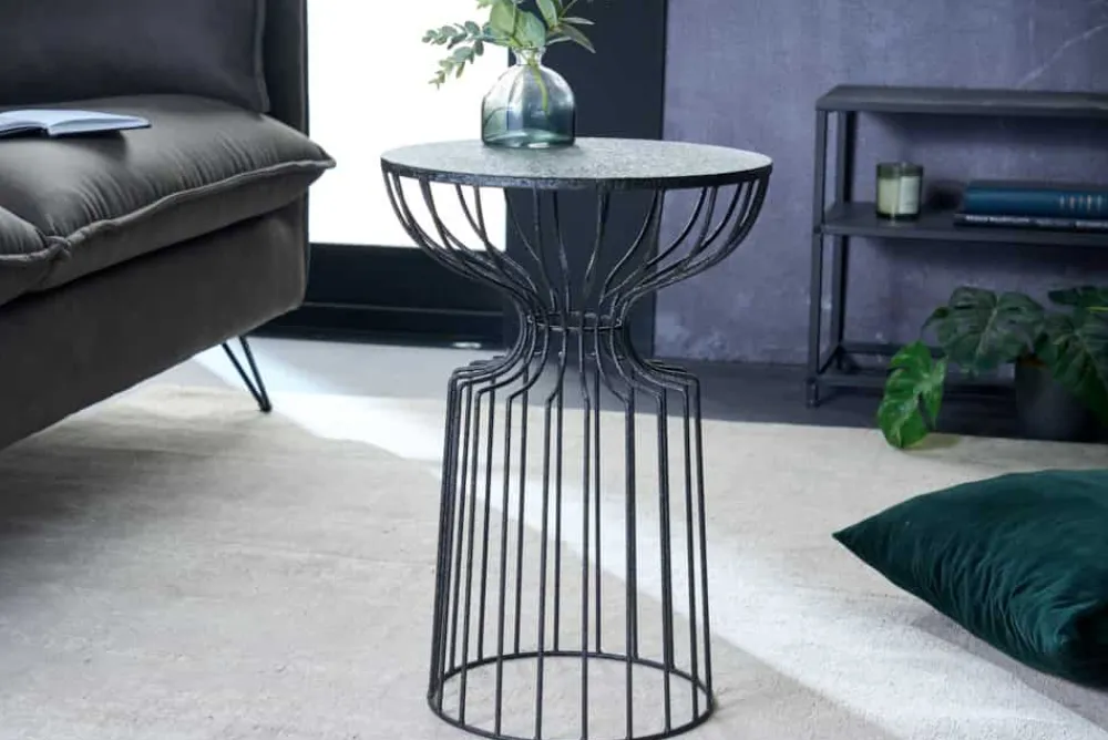 Riess-Ambiente Beistelltische|Industrial Loft > Runder Beistelltisch VARIATION 55cm schwarz Eisen Metallgestell handmade