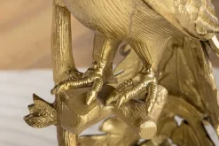 Riess-Ambiente Beistelltische|Goldene Möbel > Runder Beistelltisch WILDLIFE PEACOCK 75cm gold antik weiß Metall Marmor Pfauen-Skulptur