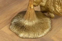 Riess-Ambiente Beistelltische|Goldene Möbel > Runder Beistelltisch WILDLIFE PEACOCK 75cm gold antik weiß Metall Marmor Pfauen-Skulptur