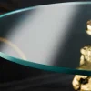 Riess-Ambiente Beistelltische|Goldene Möbel > Runder Beistelltisch WILDLIFE PANTHER 60cm gold antik Metall Glas Skulptur handmade