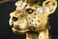 Riess-Ambiente Beistelltische|Goldene Möbel > Runder Beistelltisch WILDLIFE PANTHER 60cm gold antik Metall Glas Skulptur handmade
