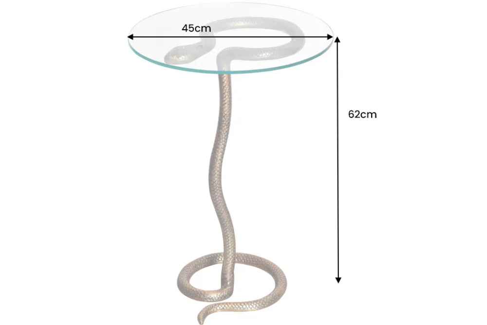 Riess-Ambiente Beistelltische > Runder Beistelltisch WILDLIFE SNAKE 65cm kupfer antik Metall Glas handmade