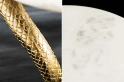 Riess-Ambiente Beistelltische|Goldene Möbel > Runder Beistelltisch WILDLIFE COBRA 65cm gold weiß Marmor Schlangen-Skulptur handmade