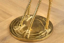 Riess-Ambiente Beistelltische|Goldene Möbel > Runder Beistelltisch WILDLIFE CRANE 55cm gold Glas Kranich-Skulptur handmade