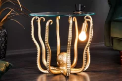 Riess-Ambiente Beistelltische|Goldene Möbel > Runder Beistelltisch WILDLIFE OCTOPUS 50cm gold Skulptur Glas