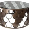 Riess-Ambiente Industrial Loft|Couchtische & Truhen > Runder Couchtisch ABSTRACT 60cm antik messing Metall Glas Industrial Fischschuppen Design