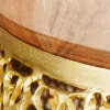 Riess-Ambiente Mehr...|Couchtische > Runder Couchtisch ABSTRACT LEAF 75cm gold Metall massiv Akazienholz filigrane Handarbeit