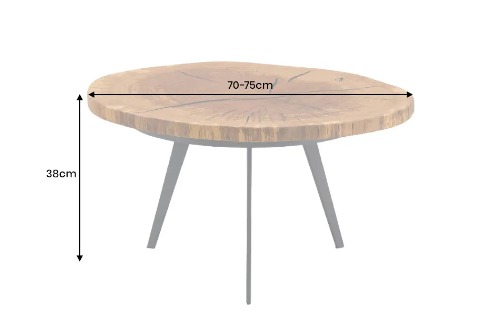 Riess-Ambiente Industrial Loft|Couchtische & Truhen > Runder Couchtisch ARBOR 75cm natur Eiche Massivholz schwarz Metall Beistelltisch