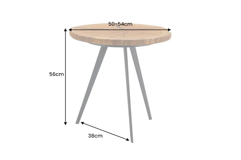 Riess-Ambiente Industrial Loft|Couchtische & Truhen > Runder Couchtisch ARBOR 55cm natur Eiche Massivholz schwarz Metall Beistelltisch