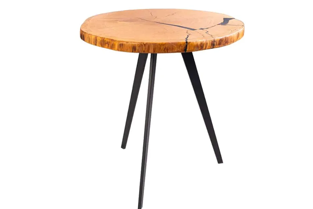 Riess-Ambiente Industrial Loft|Couchtische & Truhen > Runder Couchtisch ARBOR 55cm natur Eiche Massivholz schwarz Metall Beistelltisch