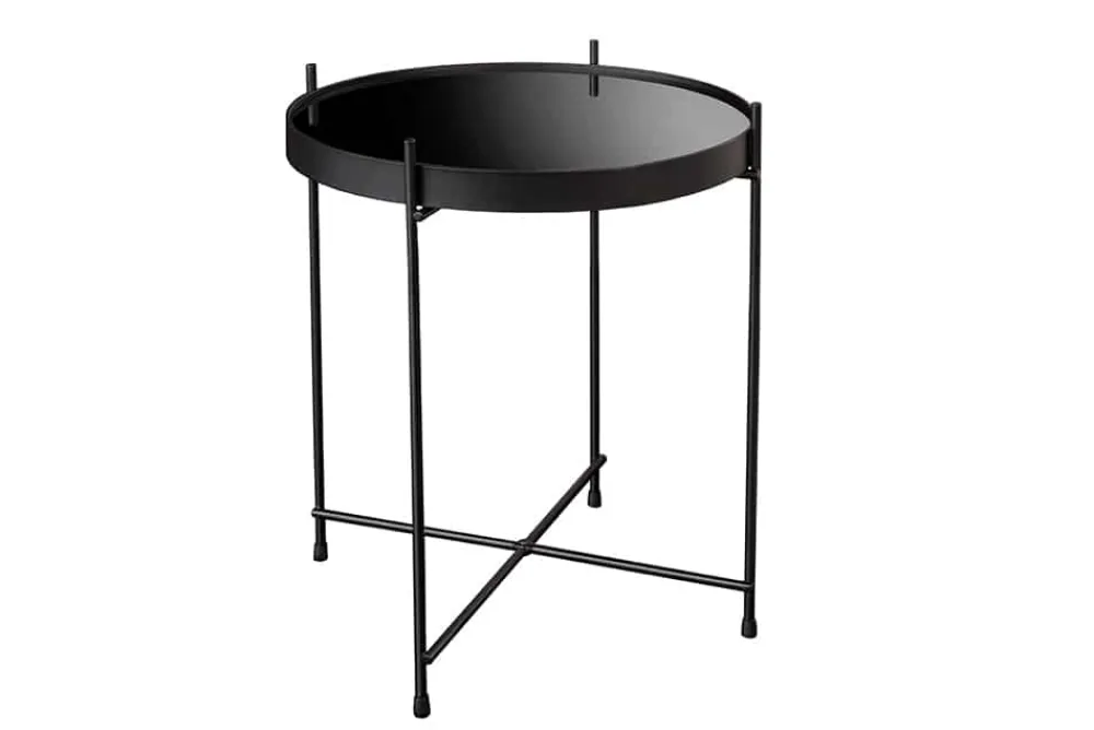 Riess-Ambiente Industrial Loft|Couchtische & Truhen > Runder Couchtisch ELEGANCE 45cm anthrazit Glas schwarz Metallgestell