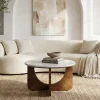 Riess-Ambiente Skandinavisch|Couchtische & Truhen > Runder Couchtisch ENSO 60cm weiß Marmor braun massiv Mangoholz