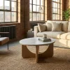 Riess-Ambiente Skandinavisch|Couchtische & Truhen > Runder Couchtisch ENSO 80cm weiß Marmor Keramik Eichenholz
