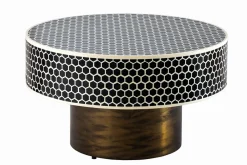 Riess-Ambiente Goldene Möbel|Couchtische & Truhen > Runder Couchtisch HARMONY NATURE 60cm schwarz weiß gold mit Mosaik