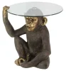 Riess-Ambiente Couchtische & Truhen > Runder Couchtisch KING APE 65cm schwarz gold Glas Affenfigur handmade