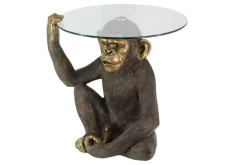 Riess-Ambiente Couchtische & Truhen > Runder Couchtisch KING APE 65cm schwarz gold Glas Affenfigur handmade