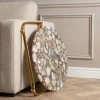 Riess-Ambiente Goldene Möbel|Couchtische & Truhen > Runder Couchtisch NOBLE 65cm Edelstein Achat abnehmbare Tischplatte goldenes Metallgestell
