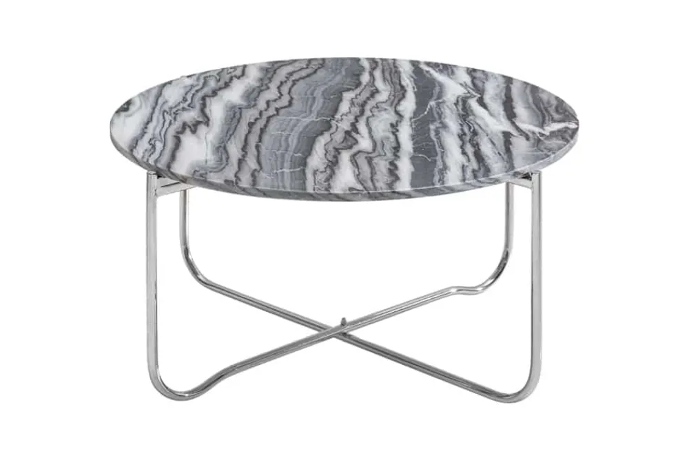 Riess-Ambiente Couchtische & Truhen > Runder Couchtisch NOBLE 65cm grau Marmor abnehmbare Tischplatte klappbar silber Metall