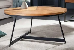 Riess-Ambiente Industrial Loft|Couchtische & Truhen > Runder Couchtisch OAK ELEGANCE 80cm Eiche Holz-Design schwarzes Metallgestell