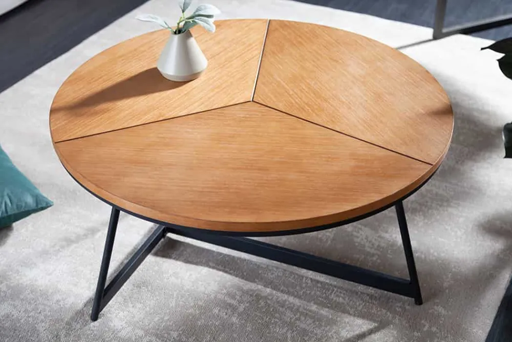 Riess-Ambiente Industrial Loft|Couchtische & Truhen > Runder Couchtisch OAK ELEGANCE 80cm Eiche Holz-Design schwarzes Metallgestell