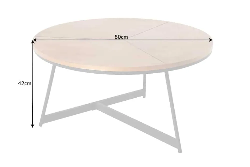 Riess-Ambiente Industrial Loft|Couchtische & Truhen > Runder Couchtisch OAK ELEGANCE 80cm Eiche Holz-Design schwarzes Metallgestell