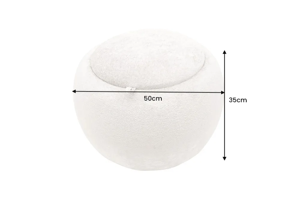 Riess-Ambiente Skandinavisch|Sitzhocker > Runder Couchtisch ORBIT 50cm beige Bouclé Hocker mit Tablett und Stauraum