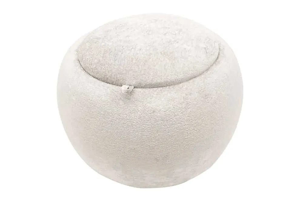 Riess-Ambiente Skandinavisch|Sitzhocker > Runder Couchtisch ORBIT 50cm beige Bouclé Hocker mit Tablett und Stauraum