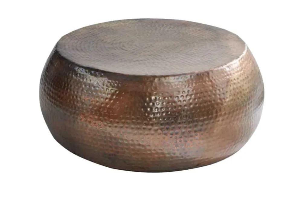 Riess-Ambiente Couchtische & Truhen > Runder Couchtisch ORIENT 80cm kupfer geflammt Metall Hammerschlag Design handmade