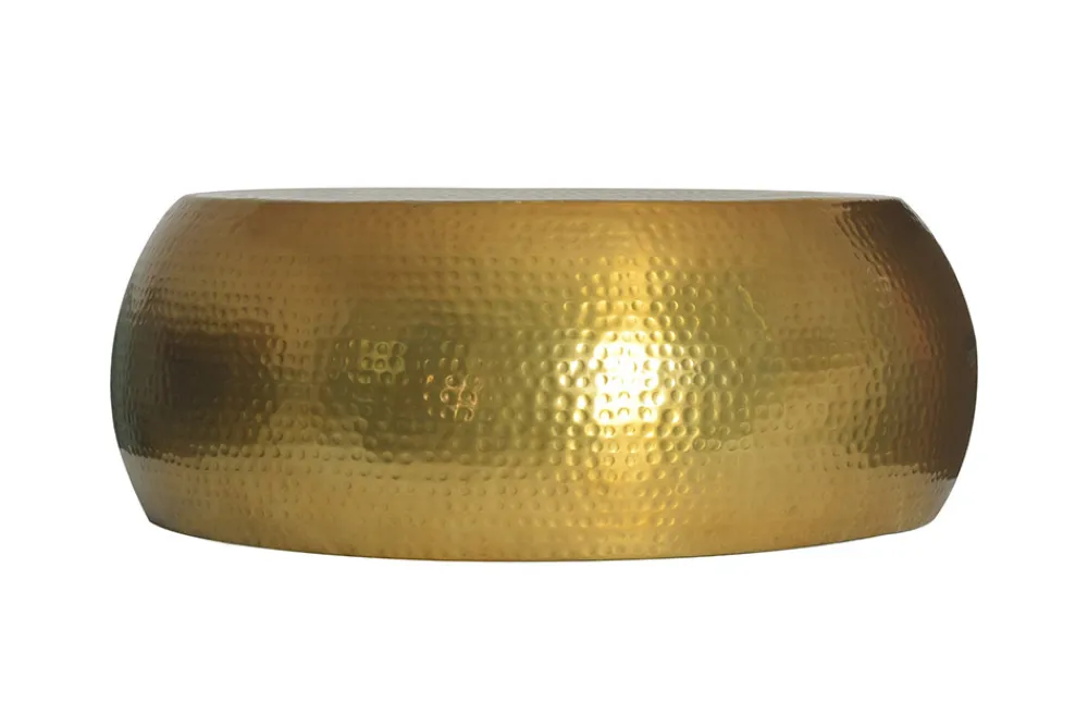 Riess-Ambiente Goldene Möbel|Couchtische & Truhen > Runder Couchtisch ORIENT 80cm messing Metall Aluminium Hammerschlag Design handmade