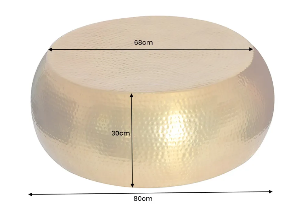 Riess-Ambiente Goldene Möbel|Couchtische & Truhen > Runder Couchtisch ORIENT 80cm messing Metall Aluminium Hammerschlag Design handmade