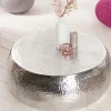 Riess-Ambiente Couchtische & Truhen > Runder Couchtisch ORIENT 80cm silber Metall Aluminium Hammerschlag Design handmade
