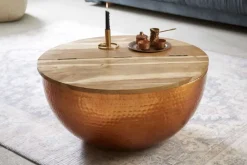 Riess-Ambiente Mehr...|Couchtische & Truhen > Runder Couchtisch ORIENT STORAGE 60cm kupfer Hammerschlag handmade Akazienholz mit Stauraum
