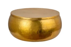 Riess-Ambiente Goldene Möbel|Couchtische & Truhen > Runder Couchtisch ORIENT STORAGE 70cm gold Metall mit Stauraum Hammerschlag Design handmade