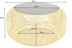 Riess-Ambiente Couchtische & Truhen > Runder Couchtisch SPIN 75cm gold Schwarzglas Metall mit Stauraum handmade