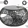 Riess-Ambiente Couchtische & Truhen > Runder Couchtisch SPIN 75cm schwarz Schwarzglas Metall mit Stauraum handmade