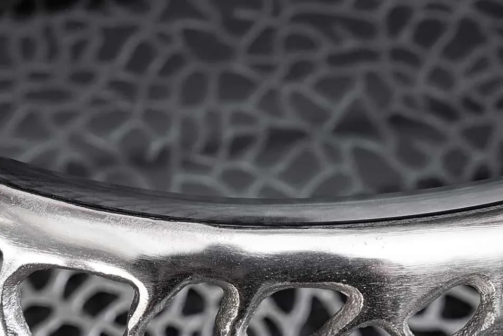 Riess-Ambiente Couchtische & Truhen > Runder Couchtisch SPIN 75cm silber Schwarzglas Metall mit Stauraum handmade