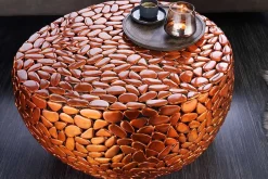 Riess-Ambiente Couchtische & Truhen > Runder Couchtisch STONE MOSAIC 75cm kupfer Metall Mosaik handmade