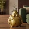 Riess-Ambiente Goldene Möbel|Couchtische & Truhen > Runder Couchtisch SUMO 55cm gold Skulptur handmade