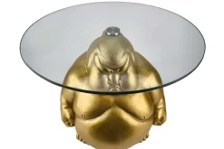 Riess-Ambiente Goldene Möbel|Couchtische & Truhen > Runder Couchtisch SUMO 55cm gold Skulptur handmade