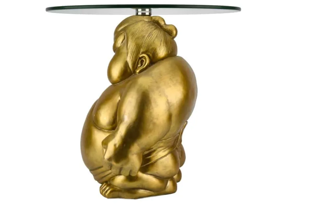 Riess-Ambiente Goldene Möbel|Couchtische & Truhen > Runder Couchtisch SUMO 55cm gold Skulptur handmade